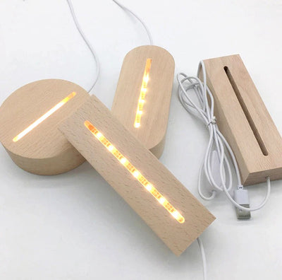 Wooden Led Lamp Base USB Cable Switch Night Lamp