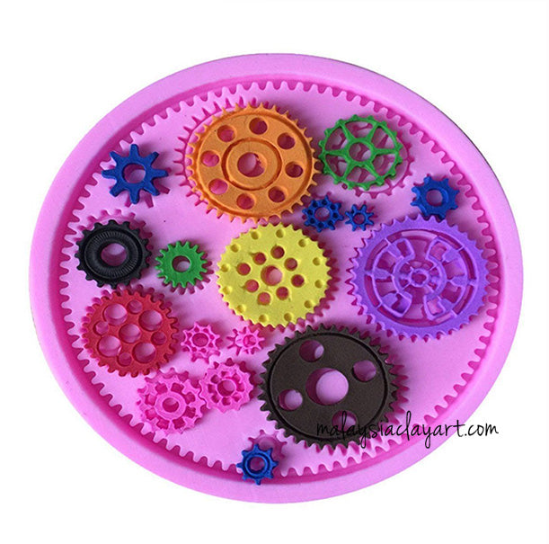 Steampunk Style Clock Watch Gears Wheel Silicone Mold 17- Cavity