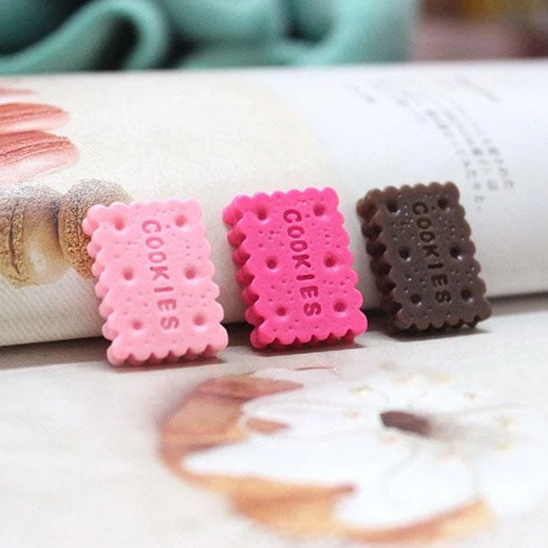 Set Of 3 Pink & Chocolate Biscuits Cookies Decoden Charm | Cute Cabochons