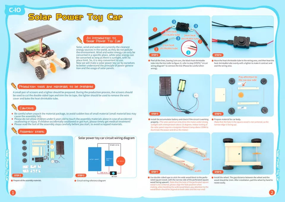 Solar Electric Car DIY Pack STEM Toy Kids Science Education Set Rbt Projek Sekolah