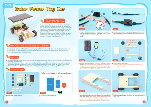 Solar Electric Car DIY Pack STEM Toy Kids Science Education Set Rbt Pr ...