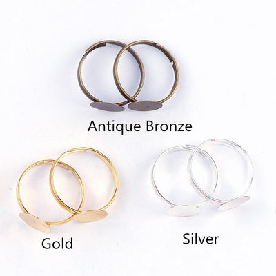 Round Ring Gold Silver Bronze 1pcs Setting DIY Base Ring