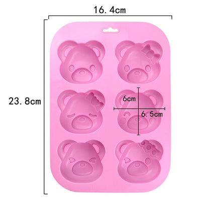 Cute Bear 6 Cavity Silicone Mold