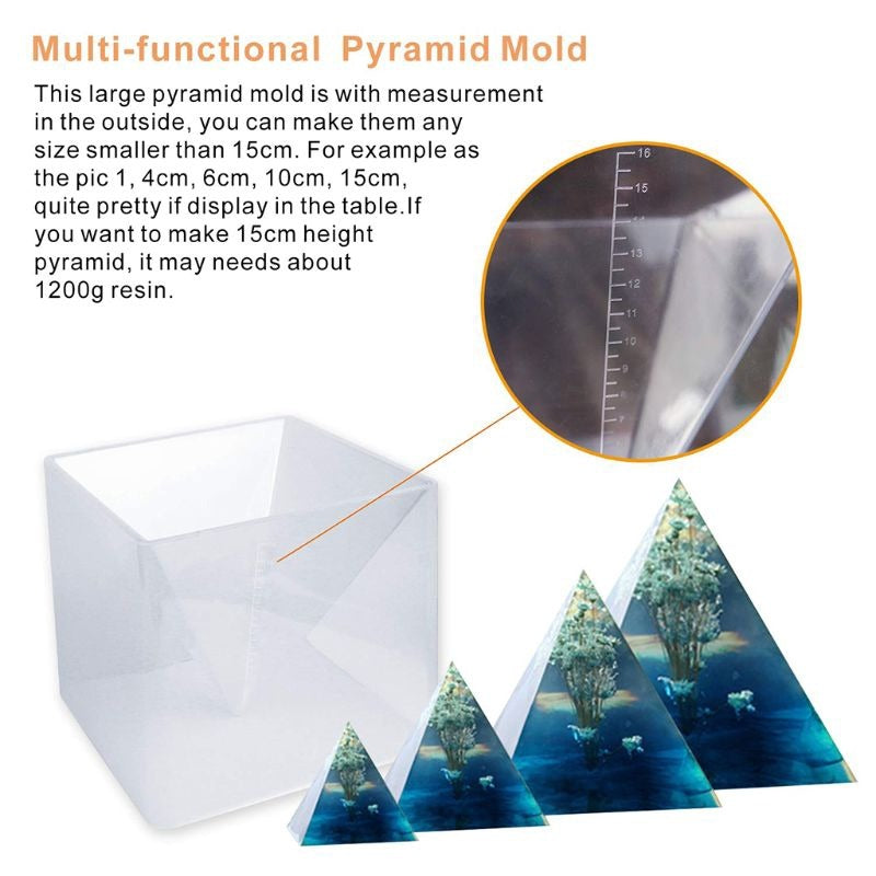 Large DIY Pyramid Resin Silicone Mold With Fixed Frame For DIY Crystal UV Epoxy Jewelry Decoration