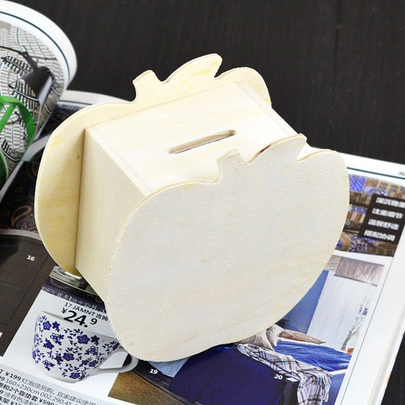 Wooden Apple Coin Bank
