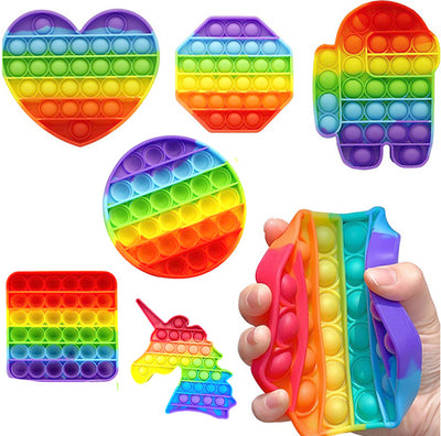 Rainbow Pop it Bubble fidget toys Among Us Unicorn Love