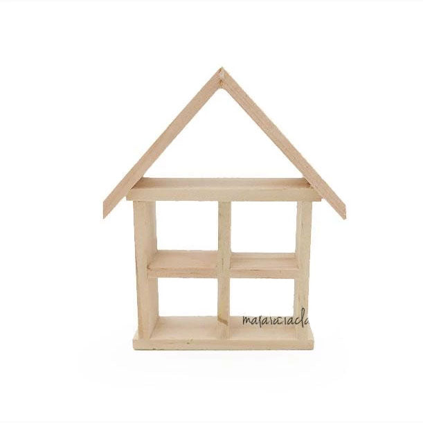 1 x Miniature Wooden House Shaped Rack For Vase | Home Deco