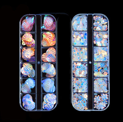 Holographic Accessories Set Of 12 for epoxy, Diy accessories shell, love assorted design