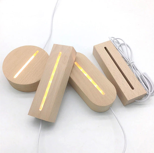 Wooden Led Lamp Base USB Cable Switch Night Lamp