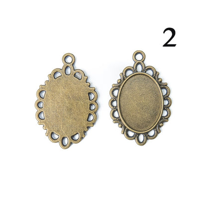 1 x Necklace Pendant Oval Filigree Frame Bronze