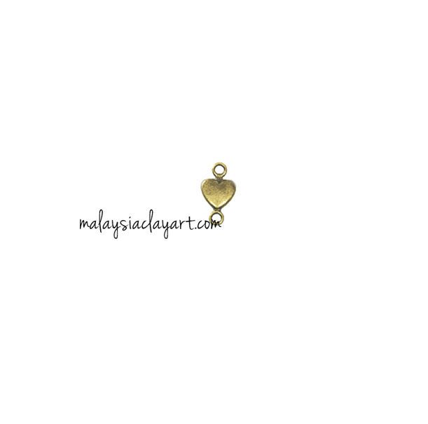 DIY Zakka Vintage Love Heart Charm Double Holes (1.4cm)
