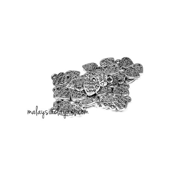 Love Shape Made With Love Silver Zakka Charm