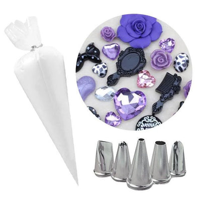 Cream Clay DIY Set With Rose Cabachon and Decorative Tips - Kawaii Phone Case DIY Materials