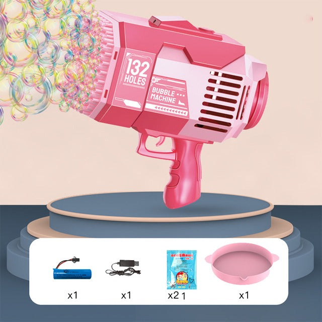 132 Hole Bubble Machine Gun Rocket Boom Toy LED Lighting