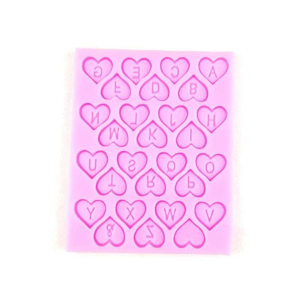 Alphabet In Love Shaped Silicone Mold