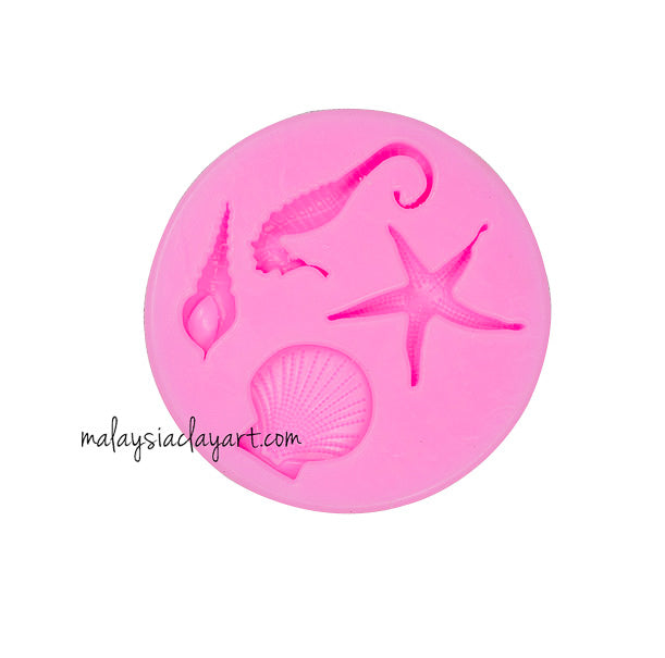 Seashell Seahorse Star fish Silicone Mold - 4 Cavity