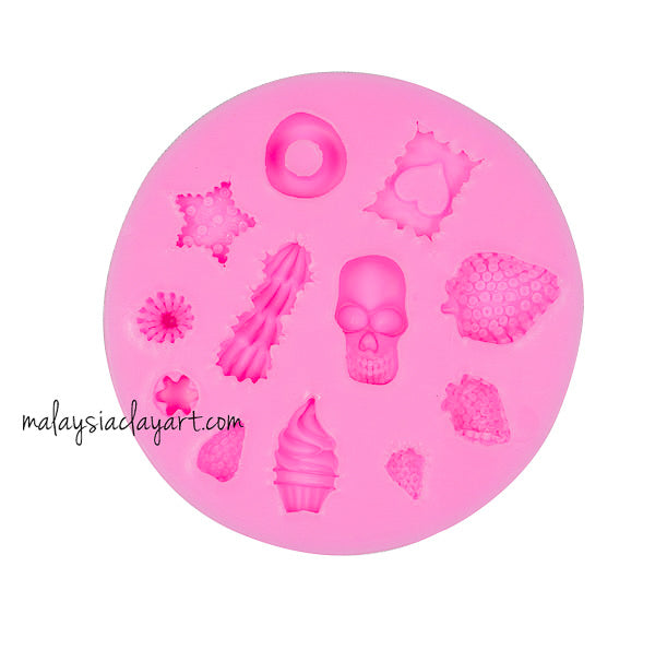Assorted Silicone Mold Skeleton | strawberry | whipped cream - 12 Cavity