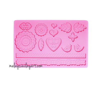 Floral and Lace Fondant Silicone Mold