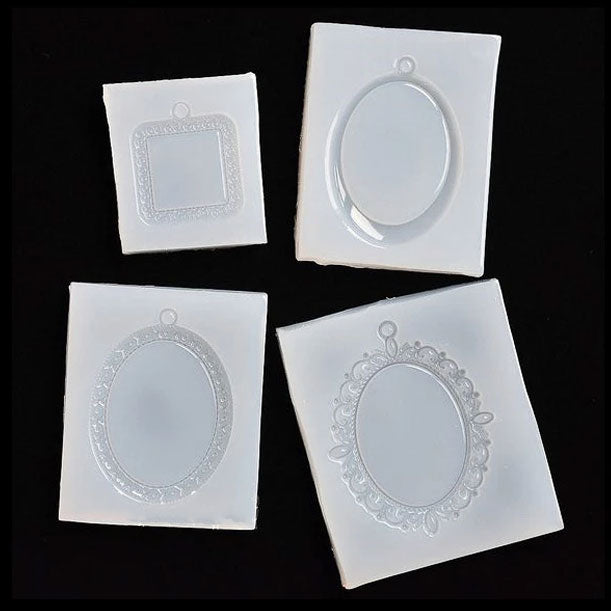 Set of 4 Earring Pendant Frame with hole High Gloss Silicone Mold