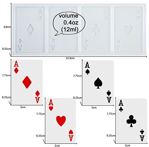 Playing Poker Card Silicone Mold | Soap | Epoxy resin | Chocolate | Wax | Plaster