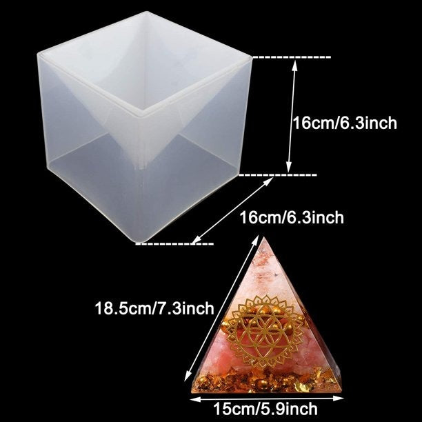 Large DIY Pyramid Resin Silicone Mold With Fixed Frame For DIY Crystal UV Epoxy Jewelry Decoration