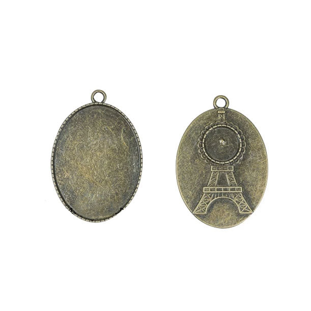 1 x DIY Necklace Pendant Oval Frame Eiffel Tower