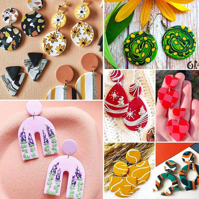 Multi Shape Clay Cutter Set, Polymer Clay Cutter Set with Earring Hooks and Jump Rings, Geometric Shape Clay Scrapers