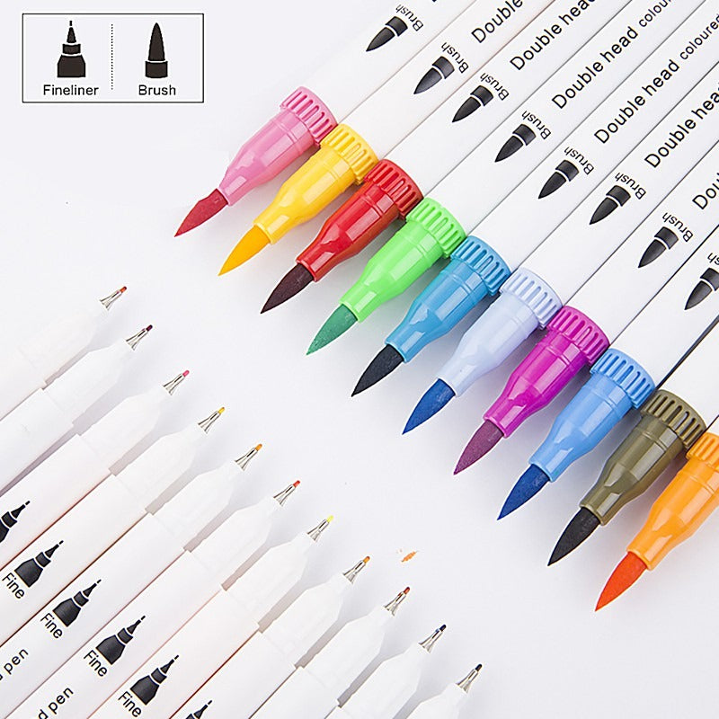 Dual Brush Marker Pen 12 Color Set coloring Books, Drawing, Writing