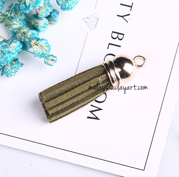 Ultrasuede Leather Tassels with gold cap for Earrings Pendant Jewelry