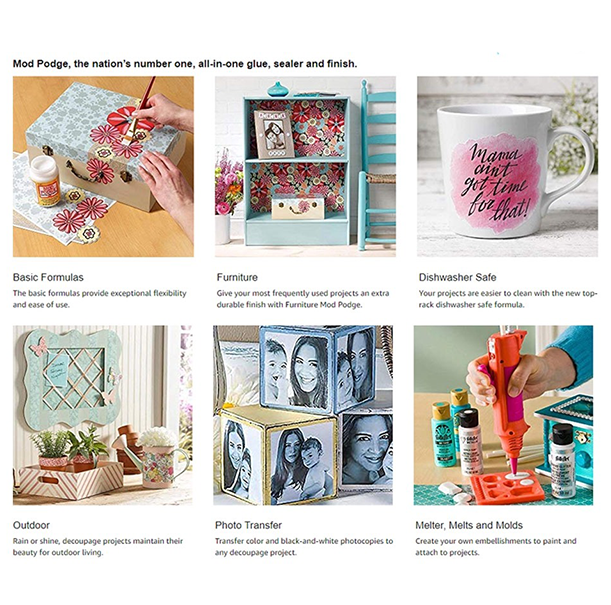 Glue Varnish/Mod Podge Gloss And Matte Waterbase Sealer, Glue and Finish