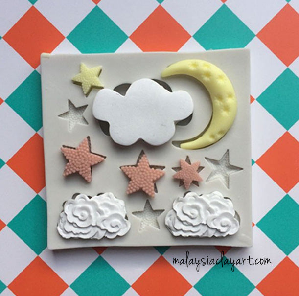 Moon Star Clouds High Gloss Silicone Mold 11 Cavity