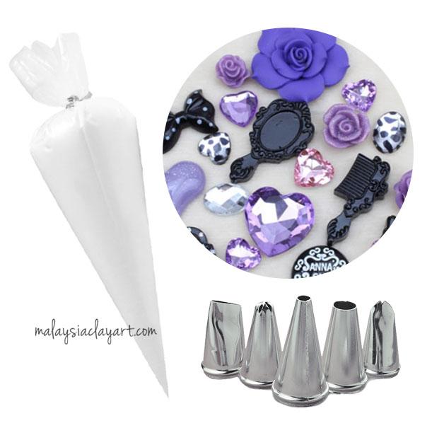 Cream Clay DIY Set With Rose Cabachon and Decorative Tips - Kawaii Phone Case DIY Materials