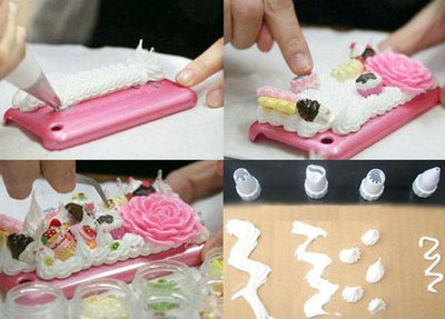 Cream Clay DIY Set With 30pcs Cabachon and Decorative Tips - Kawaii Phone Case DIY Materials