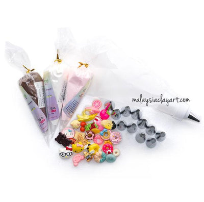 Cream Clay DIY Set With 30pcs Cabachon and Decorative Tips - Kawaii Phone Case DIY Materials