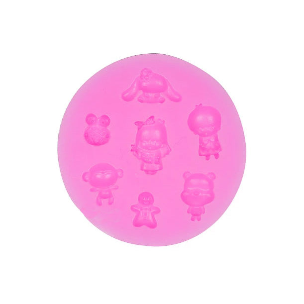 Cute Characters Silicone Mold | Bear | Frog | Angel | Puppy - 7 Cavity