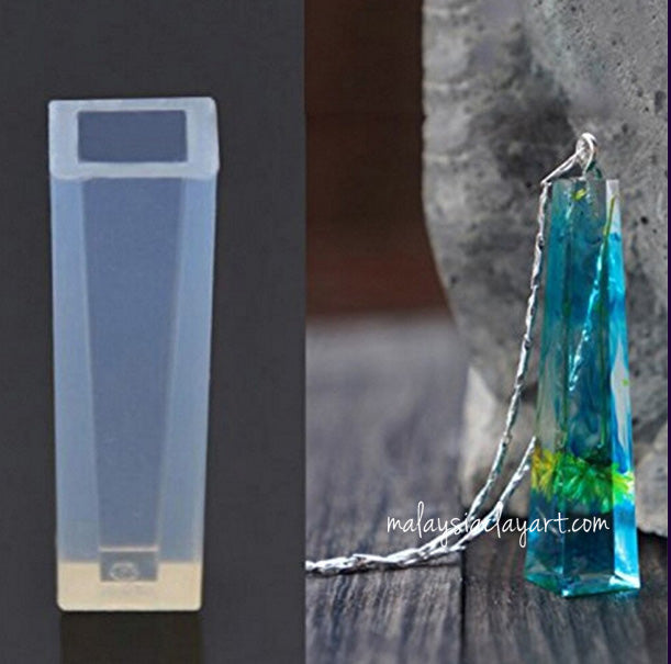 Pendant Long Twisted Square Design 2 Shaped Silicone Mold  | AB Resin