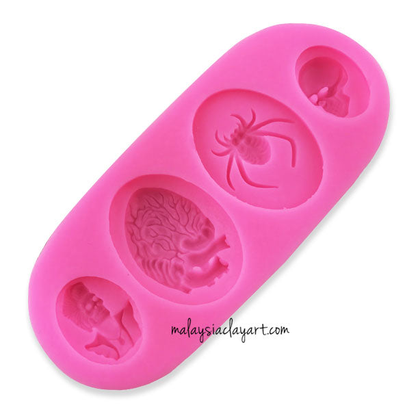 Halloween Skeleton Spider Element Silicone mold - 4 Designs