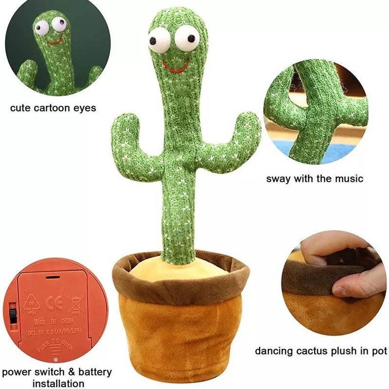 Cactus Plush Toy Talk Kaktus Bercakap Dancing toy song plush Dancing Cactus Early Childhood Education