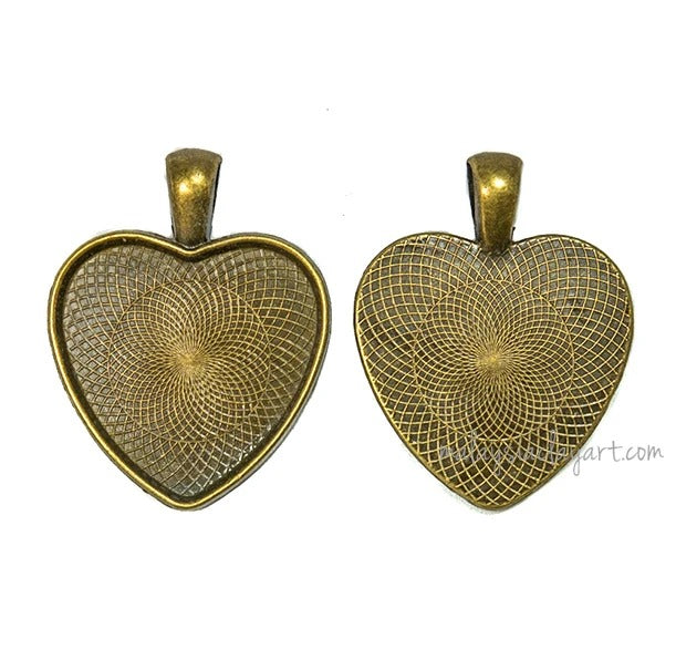 1 x Necklace Pendant Love Shape Frame Bronze