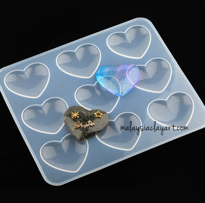 Love Heart Shape 9 Cavity Silicone Mold