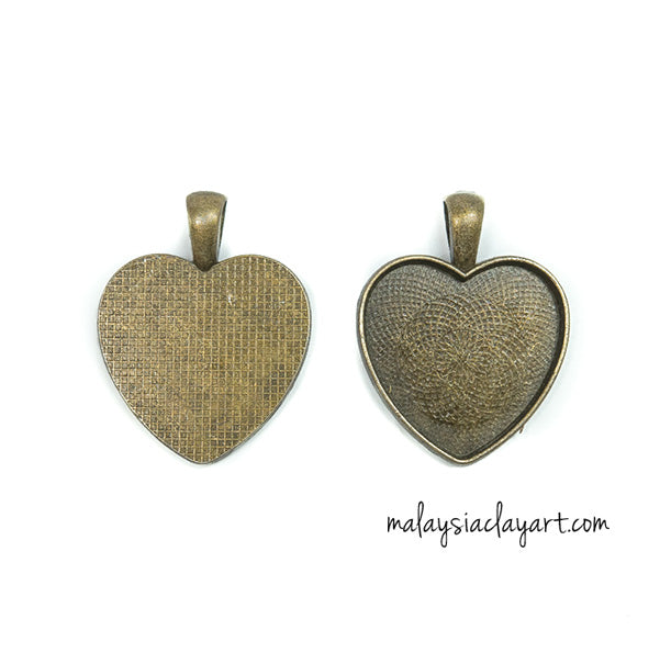 1 x Necklace Pendant Love Shape Frame Bronze