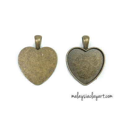 1 x Necklace Pendant Love Shape Frame Bronze