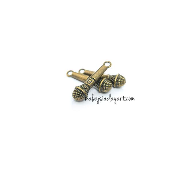 1 x Music Mic Bronze Vintage Zakka Charm