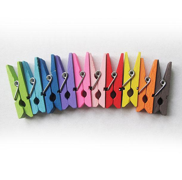 10 x Colorful Mini Wood Clips DIY / Colorful Mini Clothes Clips