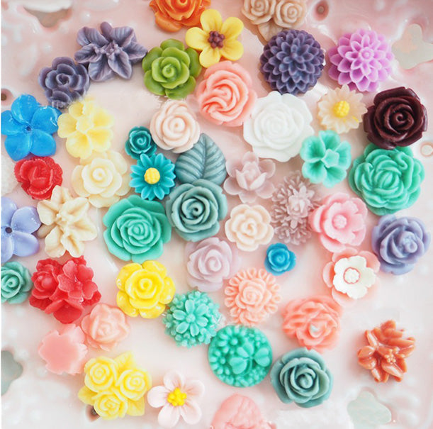 10 x Flower Assorted Mix Kawaii Decoden Kit Cute Cabochons