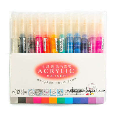 Acrylic Glitter Water Base Water Proof Color Pen Set | Pen for Stone Art | Clothes