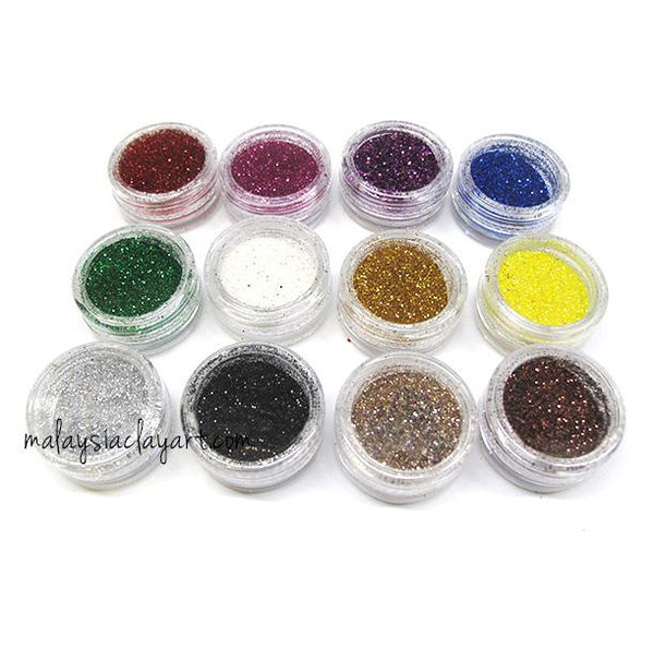 12 Colors Set Glitter Dust Powder - Malaysia Clay Art