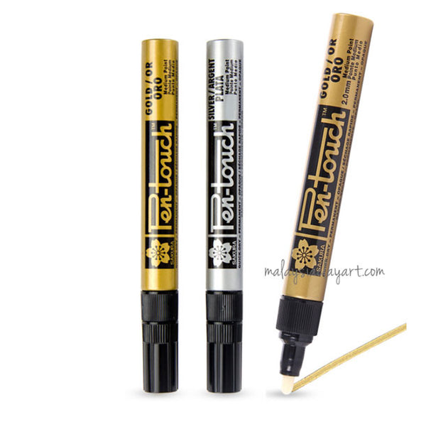 Sakura Gold Or Silver Pen-Touch 1mm Permanent Marker Paint Pen Arts Craft