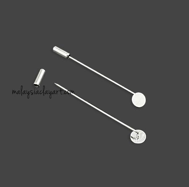 Quality Shawl Pin With Base, Tudung Pin, Hijab Pin - Silver (10 in pack)