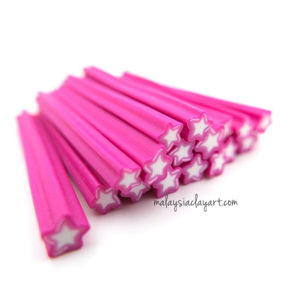 1 x Pink Star Polymer Clay Cane